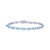 Thumbnail Image 0 of Pear-Shaped Swiss Blue Topaz & White Lab-Created Sapphire Bracelet Sterling Silver 7.25”