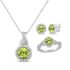 Thumbnail Image 0 of Round-Cut Peridot & White Lab-Created Sapphire Gift Set Sterling Silver