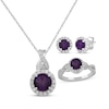 Thumbnail Image 1 of Round-Cut Amethyst & White Lab-Created Sapphire Gift Set Sterling Silver - Size 7