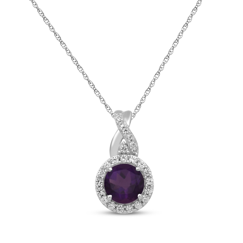 Main Image 2 of Round-Cut Amethyst & White Lab-Created Sapphire Gift Set Sterling Silver - Size 7