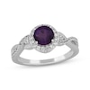 Thumbnail Image 3 of Round-Cut Amethyst & White Lab-Created Sapphire Gift Set Sterling Silver - Size 7