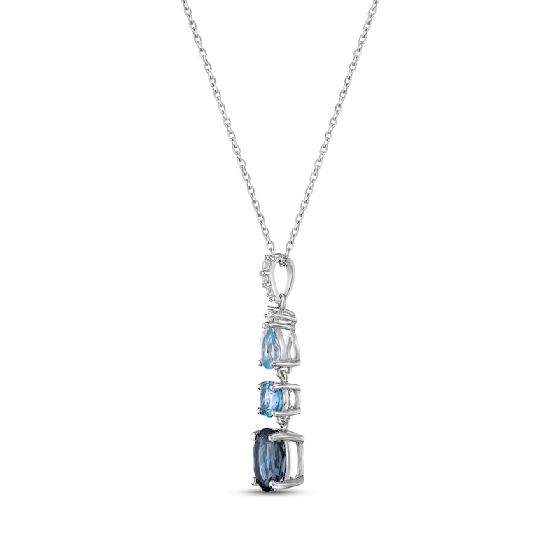 Main Image 2 of Multi-Shape Blue Topaz & White Lab-Created Sapphire Necklace Sterling Silver 18”