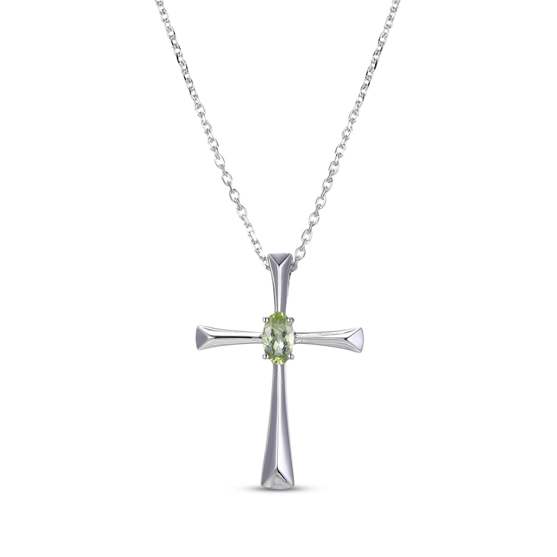 Oval-Cut Peridot Cross Necklace Sterling Silver 18” | Kay Outlet