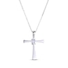 Thumbnail Image 3 of Oval-Cut Aquamarine Cross Necklace Sterling Silver 18”