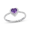 Thumbnail Image 1 of Heart-Shaped Amethyst & White Lab-Created Sapphire Ring Sterling Silver