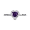 Thumbnail Image 3 of Heart-Shaped Amethyst & White Lab-Created Sapphire Ring Sterling Silver