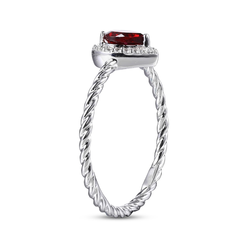 Main Image 2 of Heart-Shaped Garnet & White Lab-Created Sapphire Ring Sterling Silver