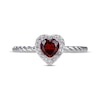 Thumbnail Image 3 of Heart-Shaped Garnet & White Lab-Created Sapphire Ring Sterling Silver