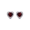 Thumbnail Image 1 of Heart-Shaped Garnet & White Lab-Created Sapphire Stud Earrings Sterling Silver