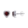 Thumbnail Image 2 of Heart-Shaped Garnet & White Lab-Created Sapphire Stud Earrings Sterling Silver