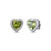 Thumbnail Image 0 of Heart-Shaped Peridot & White Lab-Created Sapphire Stud Earrings Sterling Silver