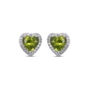 Thumbnail Image 1 of Heart-Shaped Peridot & White Lab-Created Sapphire Stud Earrings Sterling Silver
