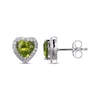 Thumbnail Image 2 of Heart-Shaped Peridot & White Lab-Created Sapphire Stud Earrings Sterling Silver