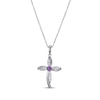 Thumbnail Image 0 of Round-Cut Amethyst & White Lab-Created Sapphire Cross Necklace Sterling Silver 18”