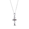 Thumbnail Image 1 of Round-Cut Garnet & White Lab-Created Sapphire Cross Necklace Sterling Silver 18”