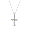 Thumbnail Image 1 of Round-Cut Citrine & White Lab-Created Sapphire Cross Necklace Sterling Silver 18”