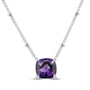 Thumbnail Image 1 of Cushion-Cut Amethyst Solitaire Necklace Sterling Silver 17”