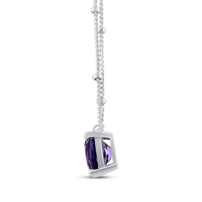 Main Image 2 of Cushion-Cut Amethyst Solitaire Necklace Sterling Silver 17”