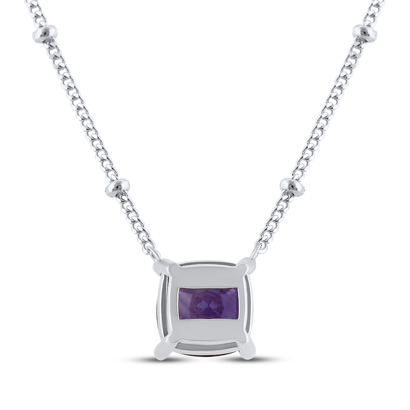 Main Image 3 of Cushion-Cut Amethyst Solitaire Necklace Sterling Silver 17”