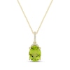 Thumbnail Image 1 of Oval-Cut Peridot & Round-Cut Diamond Necklace 1/20 ct tw 10K Yellow Gold 18”