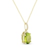 Thumbnail Image 2 of Oval-Cut Peridot & Round-Cut Diamond Necklace 1/20 ct tw 10K Yellow Gold 18”