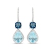 Thumbnail Image 2 of Cushion-Cut London Blue Topaz, Pear-Shaped Sky Blue Topaz & Round-Cut Diamond Drop Earrings 1/5 ct tw Sterling Silver