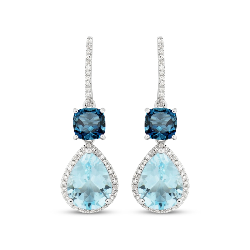 Cushion-Cut London Blue Topaz, Pear-Shaped Sky Blue Topaz & Round-Cut ...