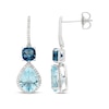 Thumbnail Image 3 of Cushion-Cut London Blue Topaz, Pear-Shaped Sky Blue Topaz & Round-Cut Diamond Drop Earrings 1/5 ct tw Sterling Silver