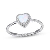 Thumbnail Image 0 of Heart-Shaped Lab-Created Opal & Round-Cut White Lab-Created Sapphire Ring Sterling Silver