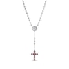 Thumbnail Image 1 of Square & Round-Cut Garnet & White Lab-Created Sapphire Rosary Necklace Sterling Silver 18”