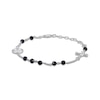 Thumbnail Image 1 of Black Spinel  Bead & Round-Cut White Lab-Created Sapphire Rosary Bracelet Sterling Silver 7.5”