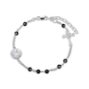 Thumbnail Image 2 of Black Spinel  Bead & Round-Cut White Lab-Created Sapphire Rosary Bracelet Sterling Silver 7.5”