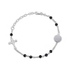 Thumbnail Image 3 of Black Spinel  Bead & Round-Cut White Lab-Created Sapphire Rosary Bracelet Sterling Silver 7.5”