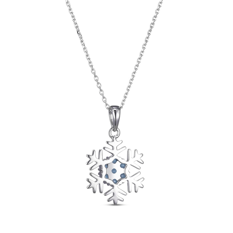 Main Image 3 of Round-Cut Swiss Blue Topaz Snowflake Necklace Sterling Silver 18”