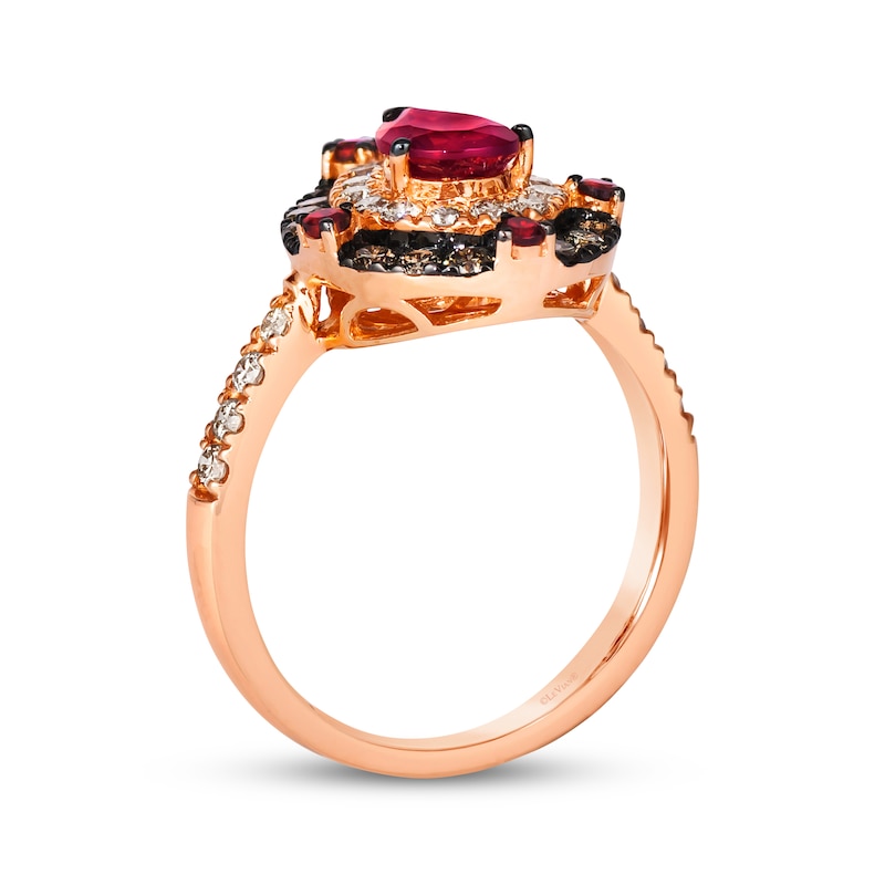 Main Image 3 of Le Vian Pear & Round-Cut Garnet Ring 3/4 ct tw Diamonds 14K Strawberry Gold