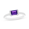 Thumbnail Image 1 of Rectangle-Cut Amethyst & Round-Cut White Lab-Created Sapphire Ring Sterling Silver