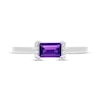 Thumbnail Image 2 of Rectangle-Cut Amethyst & Round-Cut White Lab-Created Sapphire Ring Sterling Silver