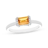 Thumbnail Image 1 of Rectangle-Cut Citrine & Round-Cut White Lab-Created Sapphire Ring Sterling Silver