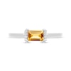 Thumbnail Image 2 of Rectangle-Cut Citrine & Round-Cut White Lab-Created Sapphire Ring Sterling Silver