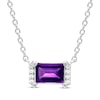 Thumbnail Image 0 of Rectangle-Cut Amethyst & Round-Cut White Lab-Created Sapphire Necklace Sterling Silver 18”