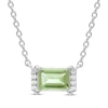 Thumbnail Image 1 of Rectangle-Cut Peridot & Round-Cut White Lab-Created Sapphire Necklace Sterling Silver 18”