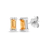 Thumbnail Image 1 of Rectangle-Cut Citrine & Round-Cut White Lab-Created Sapphire Stud Earrings Sterling Silver