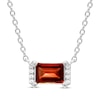 Thumbnail Image 0 of Rectangle-Cut Garnet & Round-Cut White Lab-Created Sapphire Necklace Sterling Silver 18”