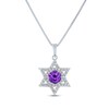 Thumbnail Image 1 of Round-Cut Amethyst & White Lab-Created Sapphire Star of David Necklace Sterling Silver 18&quot;