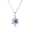 Thumbnail Image 2 of Round-Cut Amethyst & White Lab-Created Sapphire Star of David Necklace Sterling Silver 18&quot;