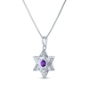 Thumbnail Image 3 of Round-Cut Amethyst & White Lab-Created Sapphire Star of David Necklace Sterling Silver 18&quot;