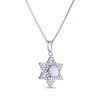 Thumbnail Image 2 of Round-Cut Lab-Created Opal & White Lab-Created Sapphire Star of David Necklace Sterling Silver 18&quot;