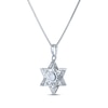 Thumbnail Image 3 of Round-Cut Lab-Created Opal & White Lab-Created Sapphire Star of David Necklace Sterling Silver 18&quot;