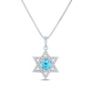 Thumbnail Image 1 of Round-Cut Blue Topaz & White Lab-Created Sapphire Star of David Necklace Sterling Silver 18&quot;