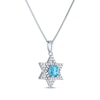 Thumbnail Image 2 of Round-Cut Blue Topaz & White Lab-Created Sapphire Star of David Necklace Sterling Silver 18&quot;